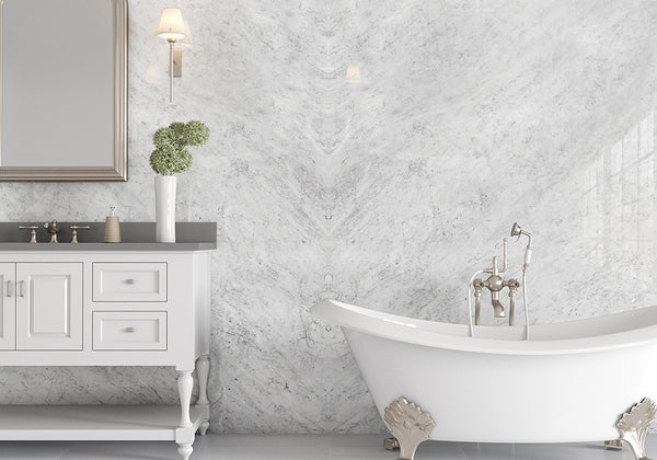 White Carrara Polished Marble Slab Random 1 1/4