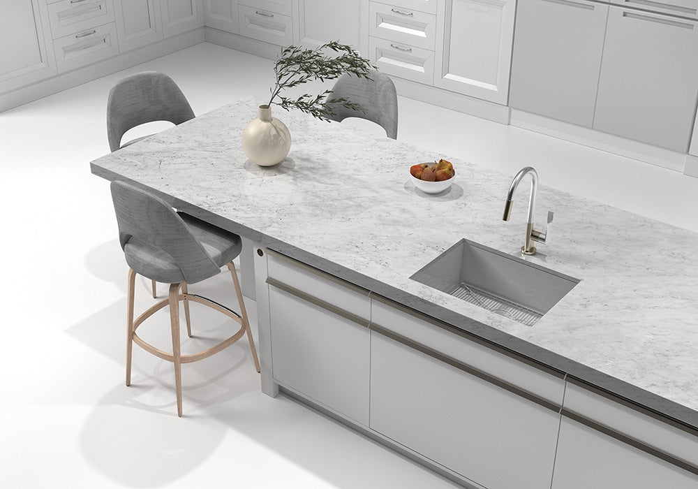 White Carrara Polished Marble Slab Random 1 1/4 room scene 4