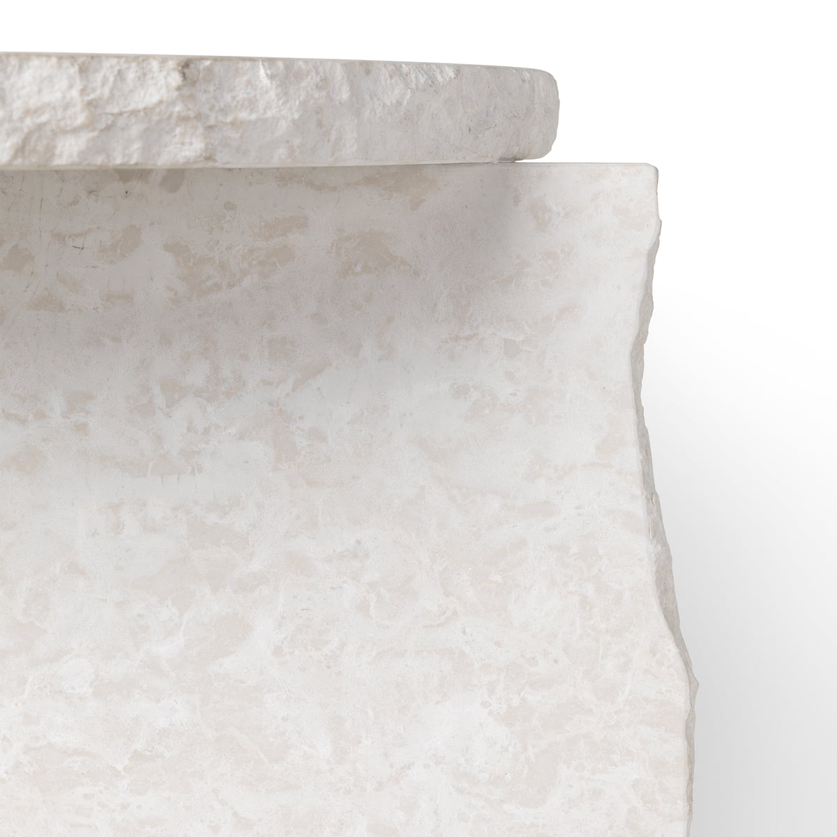 White Fossil Limestone Natural Stone End/Side Table by GobekDesign