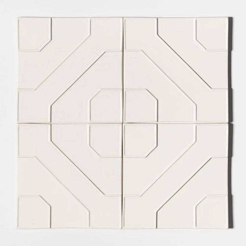 White Glossy Ceramic Accent Tiles 8x8 closeup 1