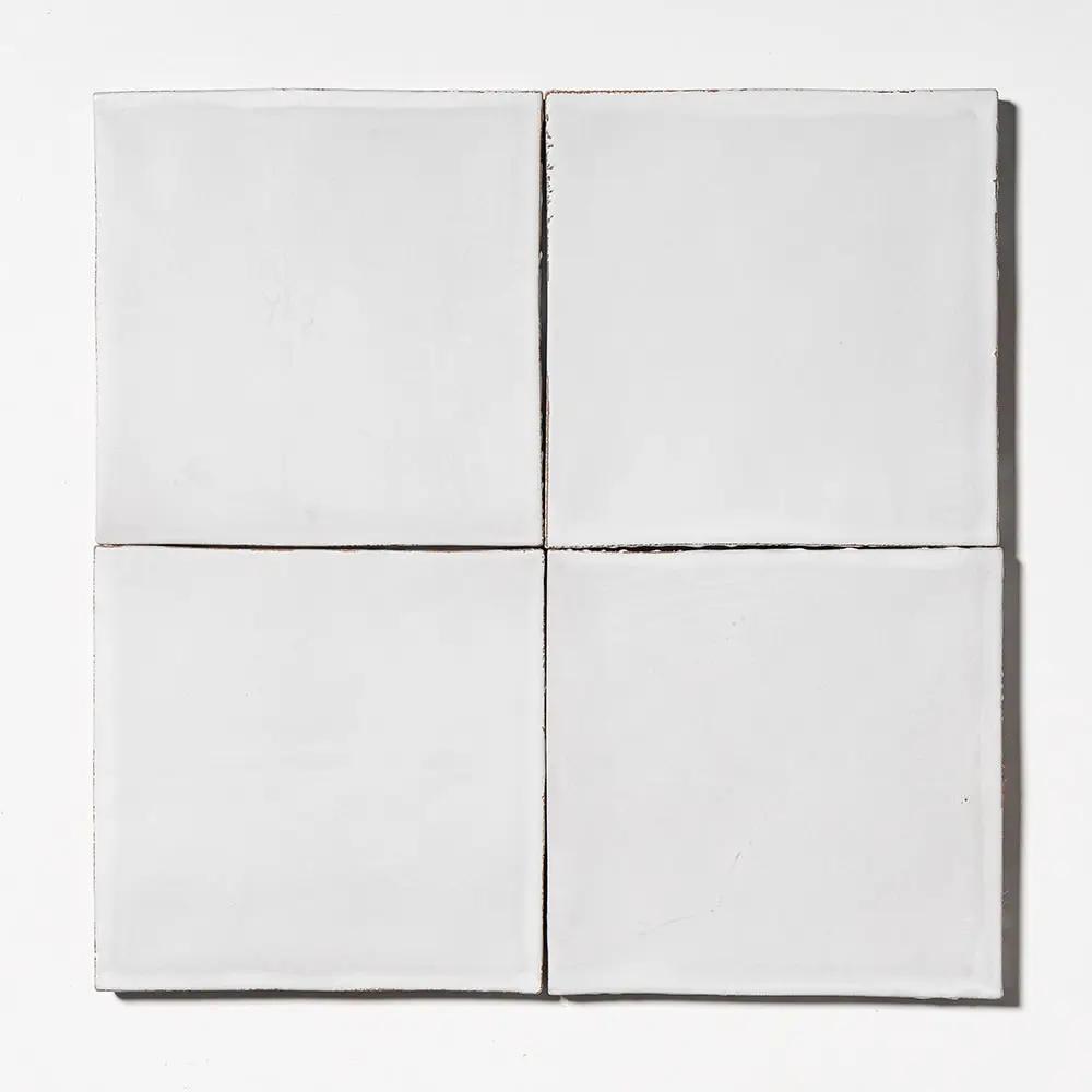 White Matte Glazed Terracotta Tiles 6x6 closeup 1