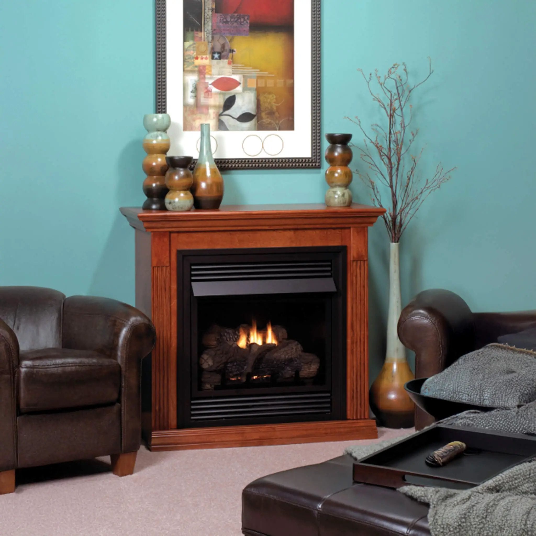 White Mountain Hearth (Empire) Vail 32-Inch Vent-Free Propane/Natural Gas Fireplace With Outer Frame, Hood, Louvers (SAK41582) by SAKSBY WHOLESALE