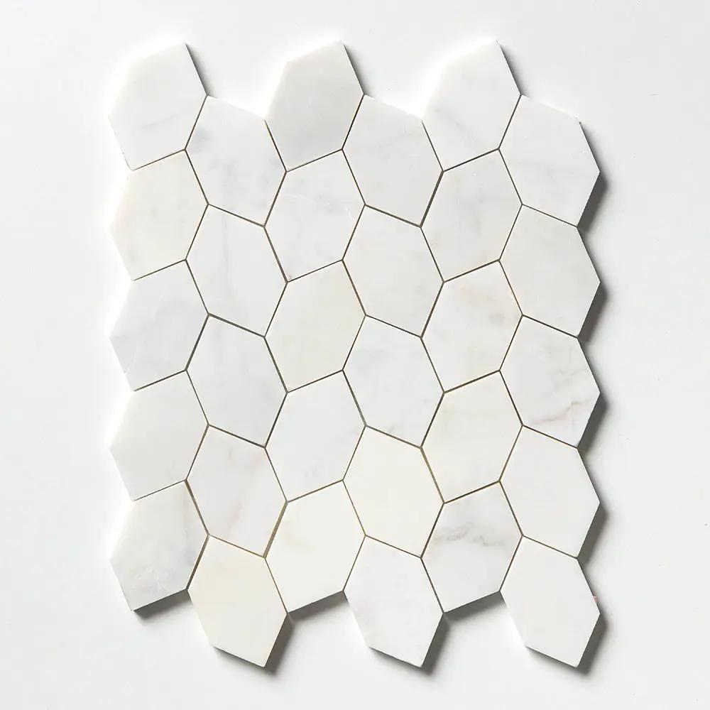 White Pearl Honed Autumn Leaf Marble Mosaics 11 13/16x13 9/16 by Stonetiledepot