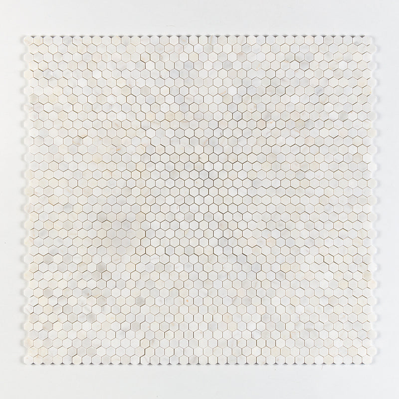 White Pearl Honed Hexagon 1x1 Marble Mosaics 11 1/2x12 1/4 Marble Honed 12x12 Mosaics — 1