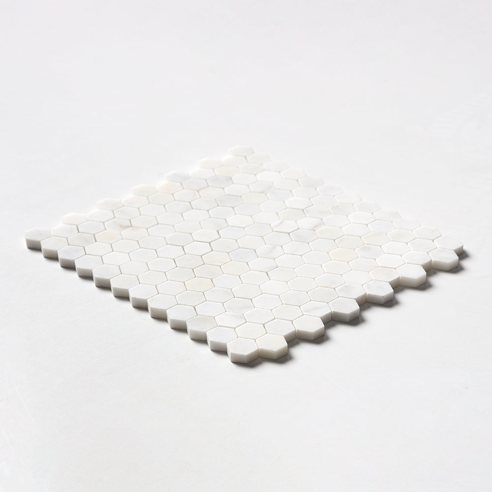 White Pearl Honed Hexagon 1x1 Marble Mosaics 11 1/2x12 1/4 Marble Honed 12x12 Mosaics — 2