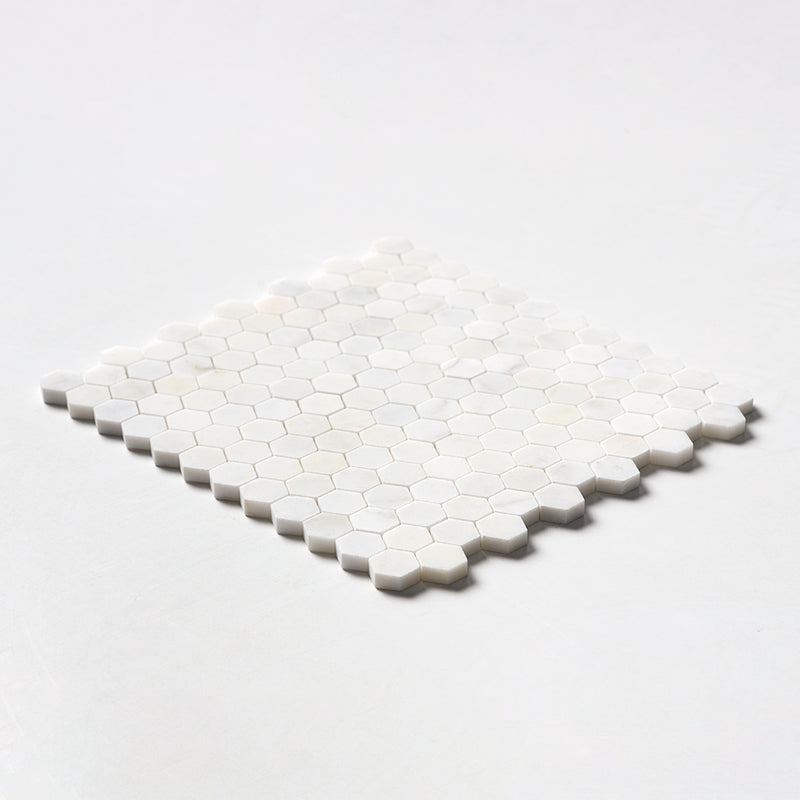 White Pearl Honed Hexagon 1x1 Marble Mosaics 11 1/2x12 1/4 Marble Honed 12x12 Mosaics — 2