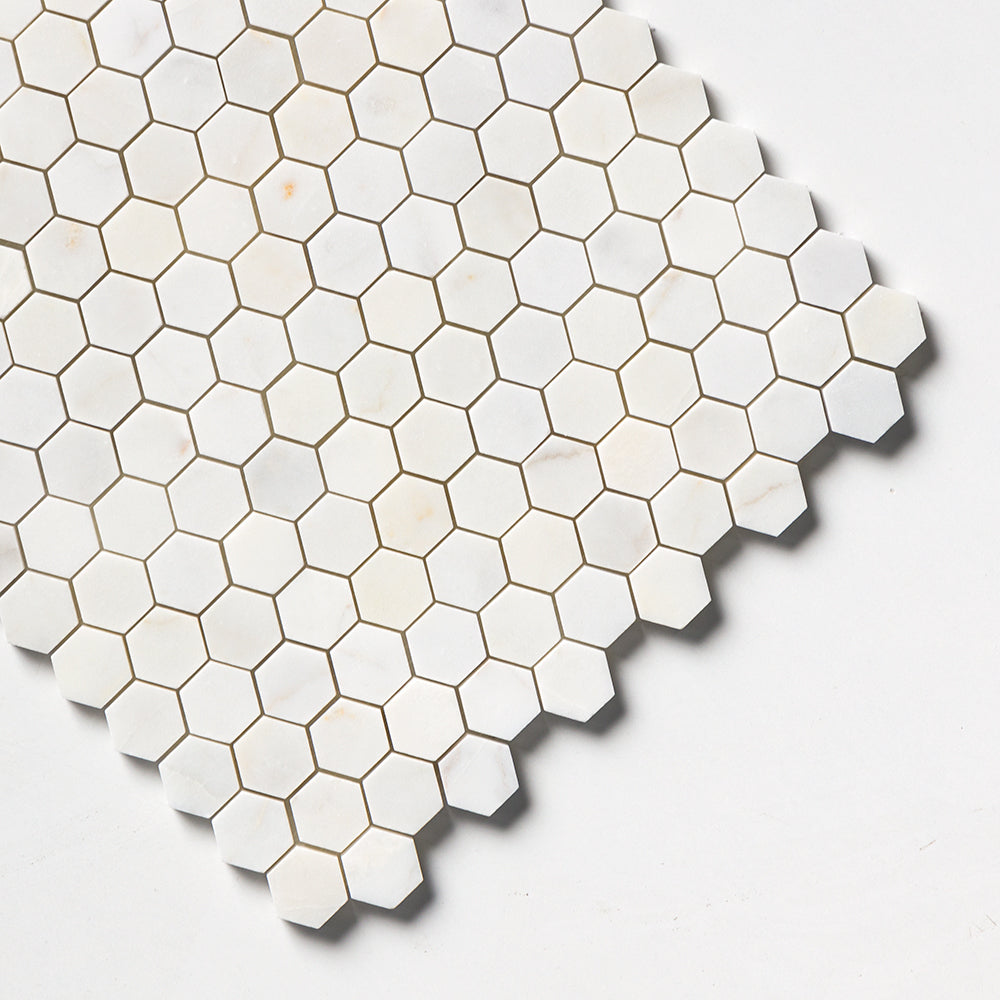 White Pearl Honed Hexagon 1x1 Marble Mosaics 11 1/2x12 1/4 Marble Honed 12x12 Mosaics — 3