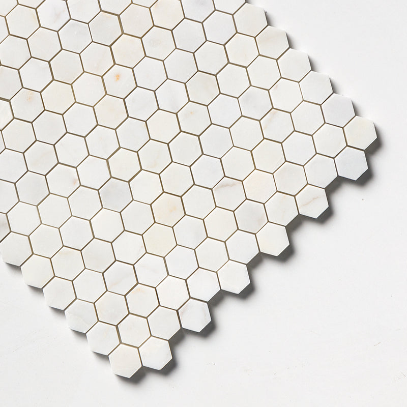 White Pearl Honed Hexagon 1x1 Marble Mosaics 11 1/2x12 1/4 Marble Honed 12x12 Mosaics — 3