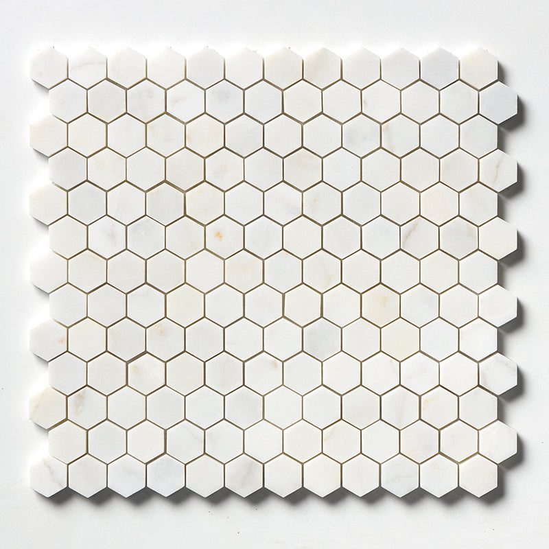 White Pearl Honed Hexagon 1x1 Marble Mosaics 11 1/2x12 1/4 Marble Honed 12x12 Mosaics