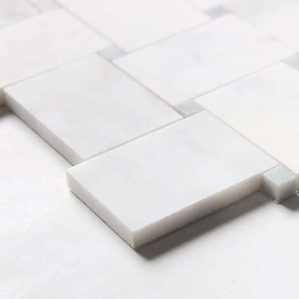 White Pearl Multi Finish Pinwheel Marble Mosaics 10 5/8x10 5/8 by Stonetiledepot