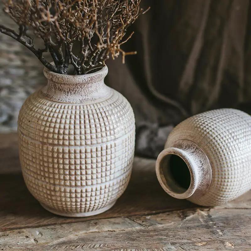 White Textured Porcelain Ceramic Jar Vase by RusticReach