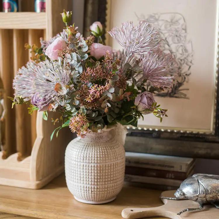 White Textured Porcelain Ceramic Jar Vase by RusticReach