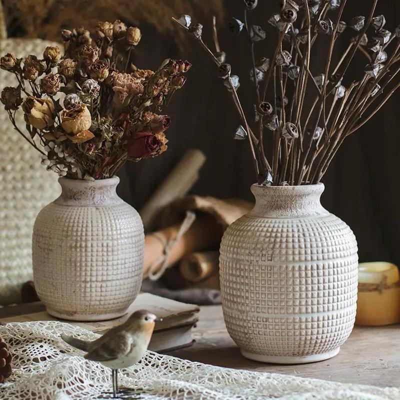 White Textured Porcelain Ceramic Jar Vase by RusticReach