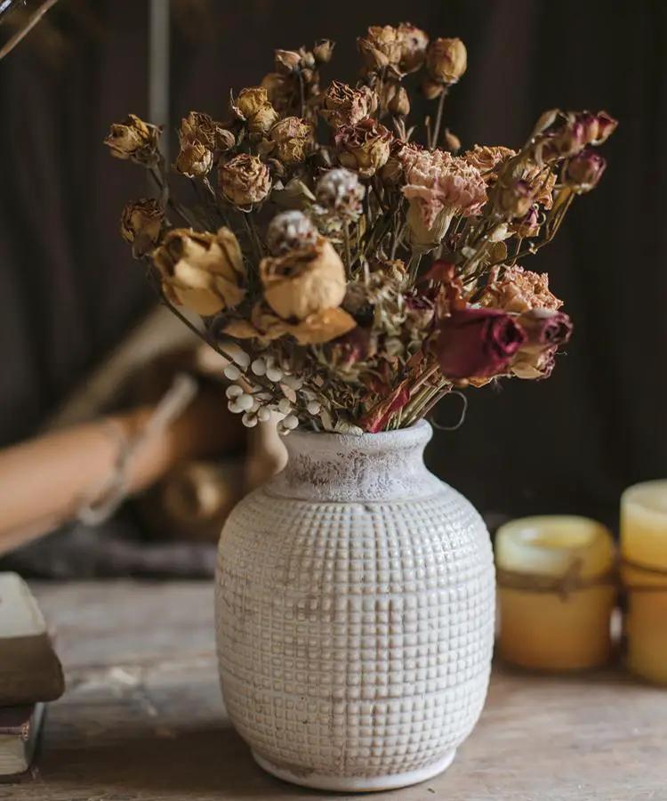White Textured Porcelain Ceramic Jar Vase by RusticReach