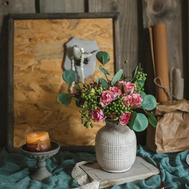 White Textured Porcelain Ceramic Jar Vase by RusticReach