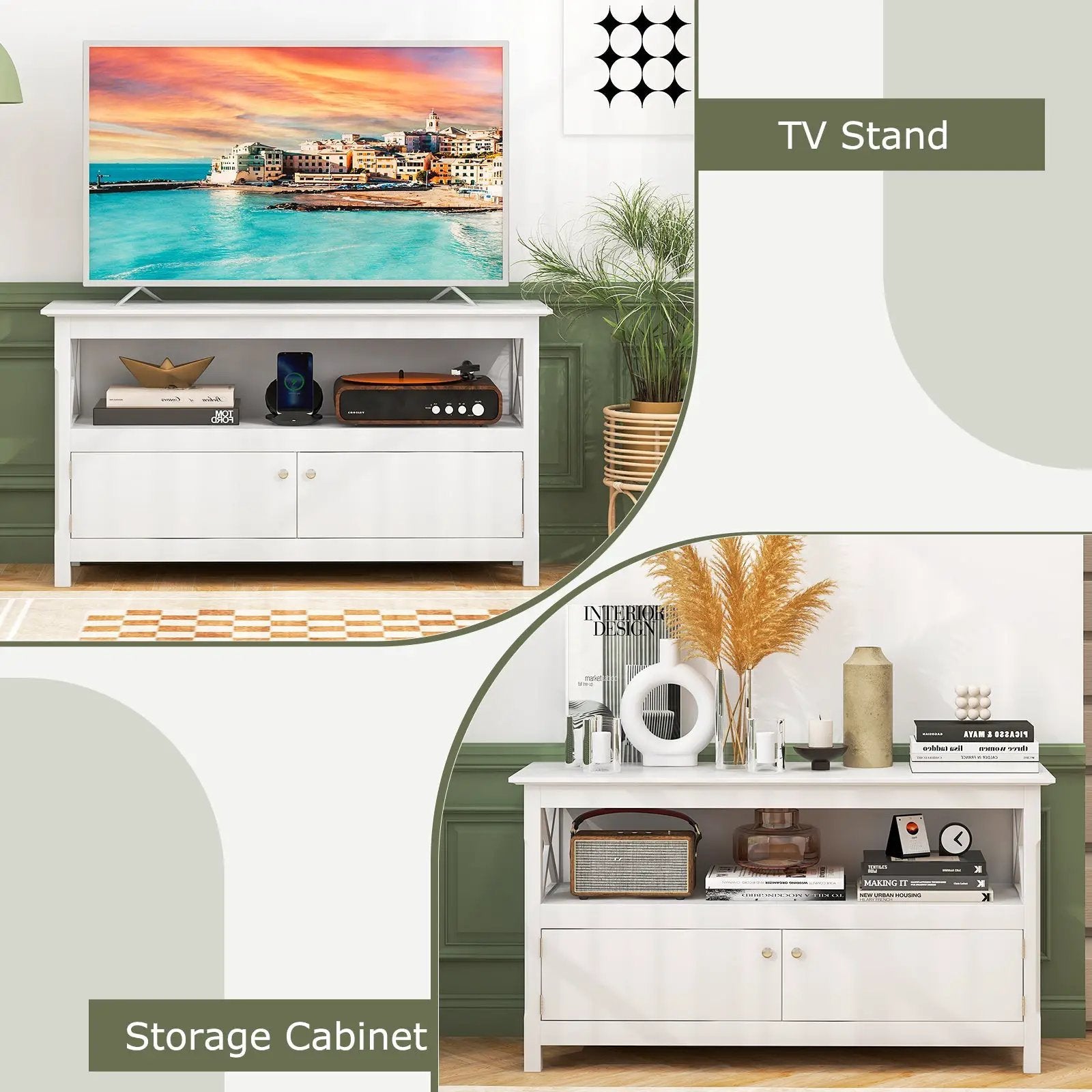 44 Inch Wooden Storage Cabinet TV Stand by DirectDeals