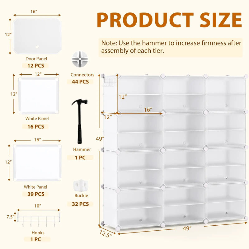 12-Cube 48 Pairs Portable Shoe Shelves with Hook by DirectDeals