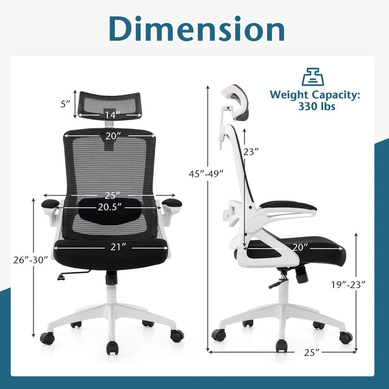 Adjustable Swivel Task Chair Ergonomic Office Chair with Adjustable Lumbar Support by DirectDeals