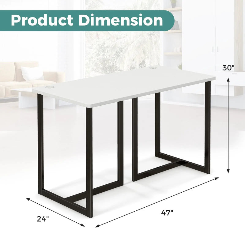 Modern Computer Desk 47 Inch Writing Study Table with Metal Frame by DirectDeals