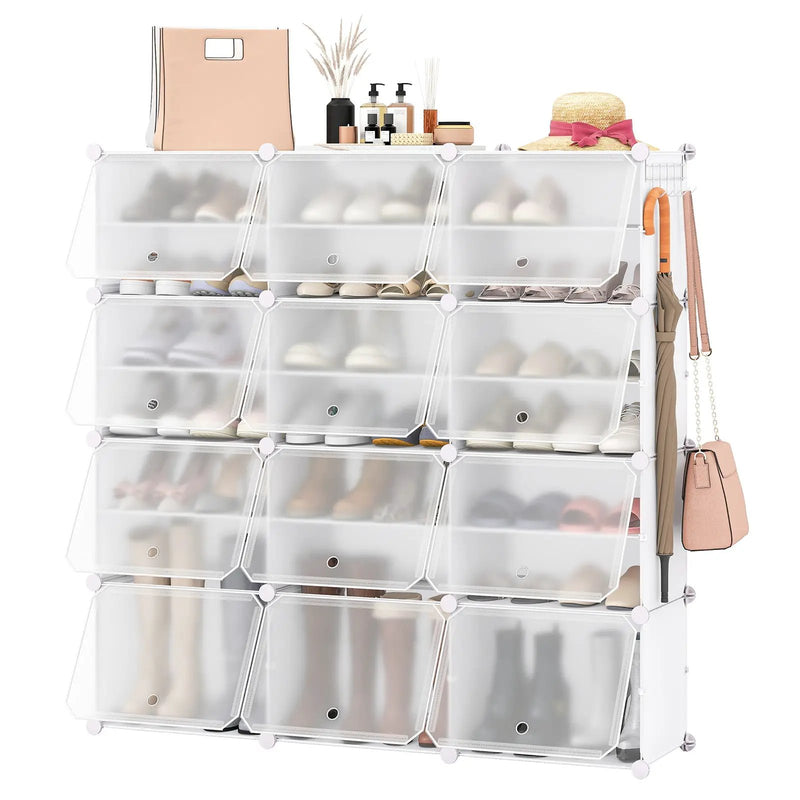 12-Cube 48 Pairs Portable Shoe Shelves with Hook by DirectDeals