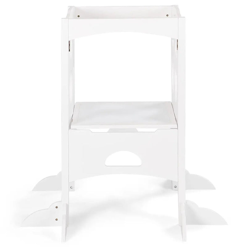 Folding Kids Kitchen Helper Kitchen Counter Step Stool-White by DirectDeals