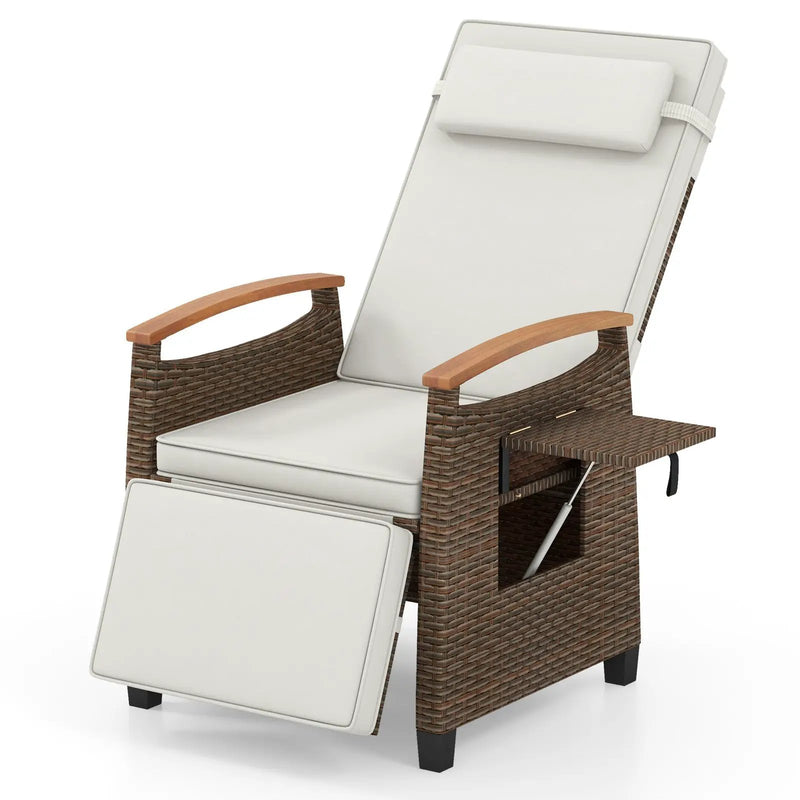 Patio Wicker Recliner Chair with Adjustable Backrest and Footrest by DirectDeals