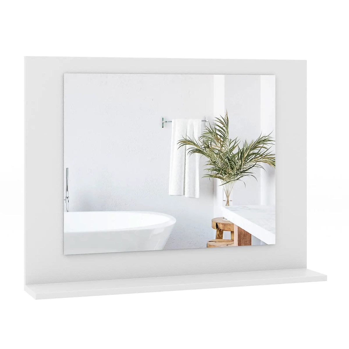Rectangle Bathroom Mirror with Shelf 23.5 x 17.5 Inch and Wood Frame, photo 10 of 10