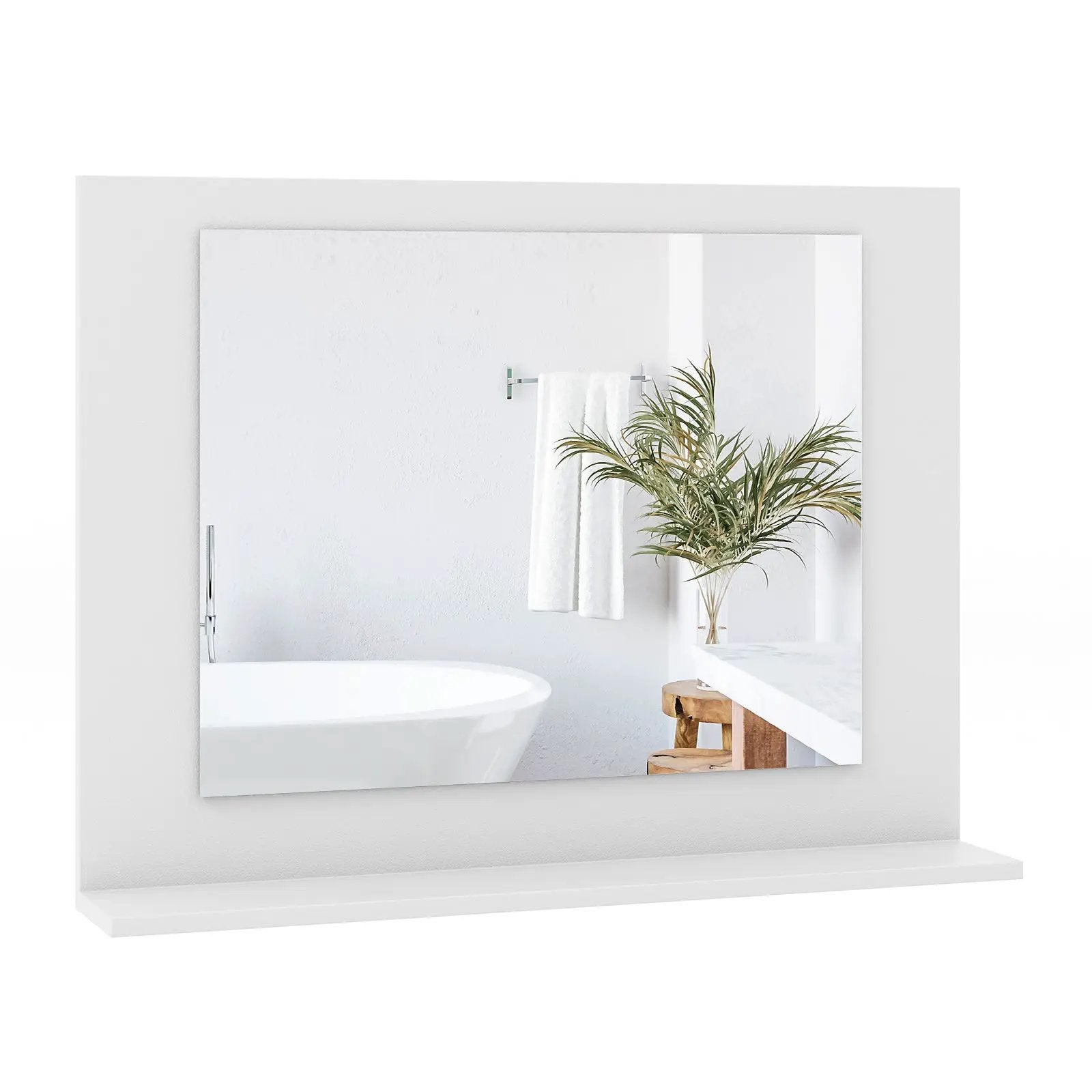 Rectangle Bathroom Mirror with Shelf 23.5 x 17.5 Inch and Wood Frame by DirectDeals