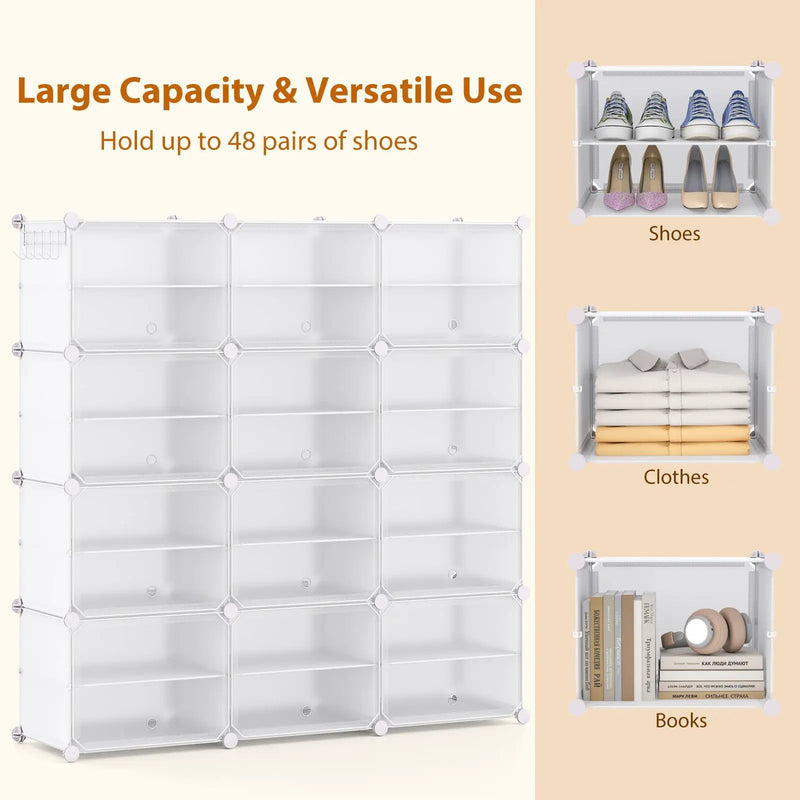 12-Cube 48 Pairs Portable Shoe Shelves with Hook by DirectDeals