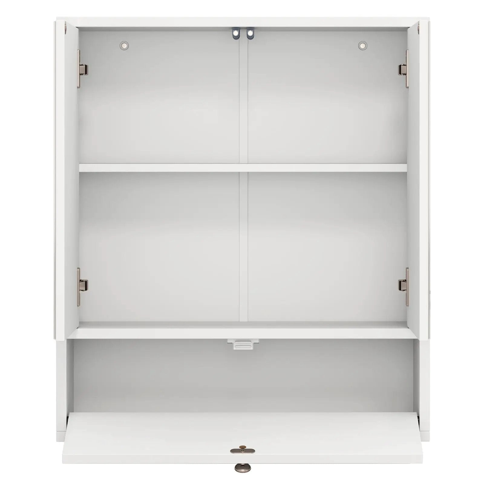 Double Door Wall-Mounted Bathroom Mirrored Medicine Cabinet-White by DirectDeals