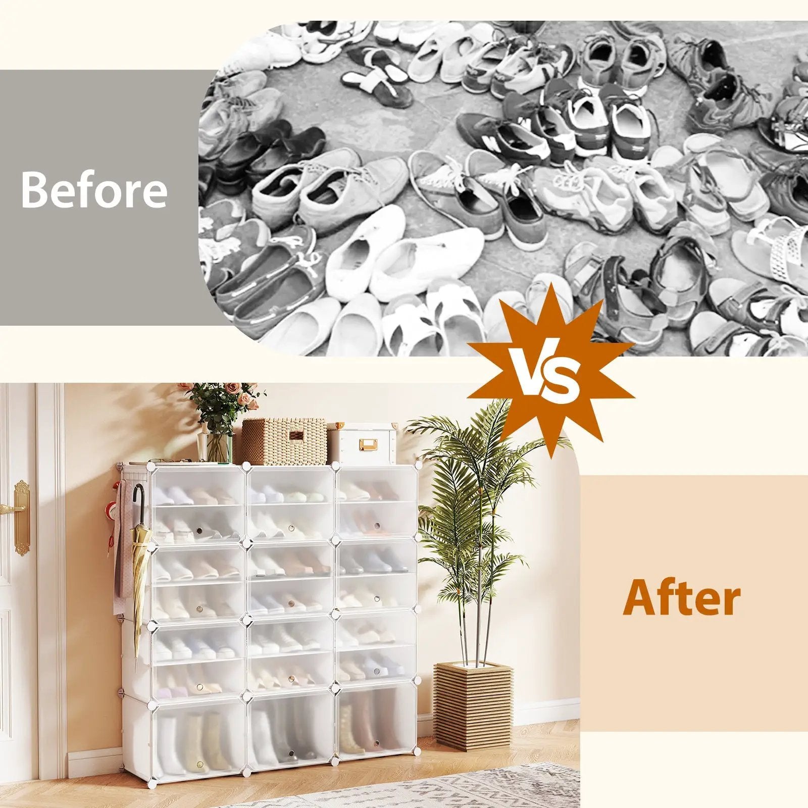 12-Cube 48 Pairs Portable Shoe Shelves with Hook by DirectDeals
