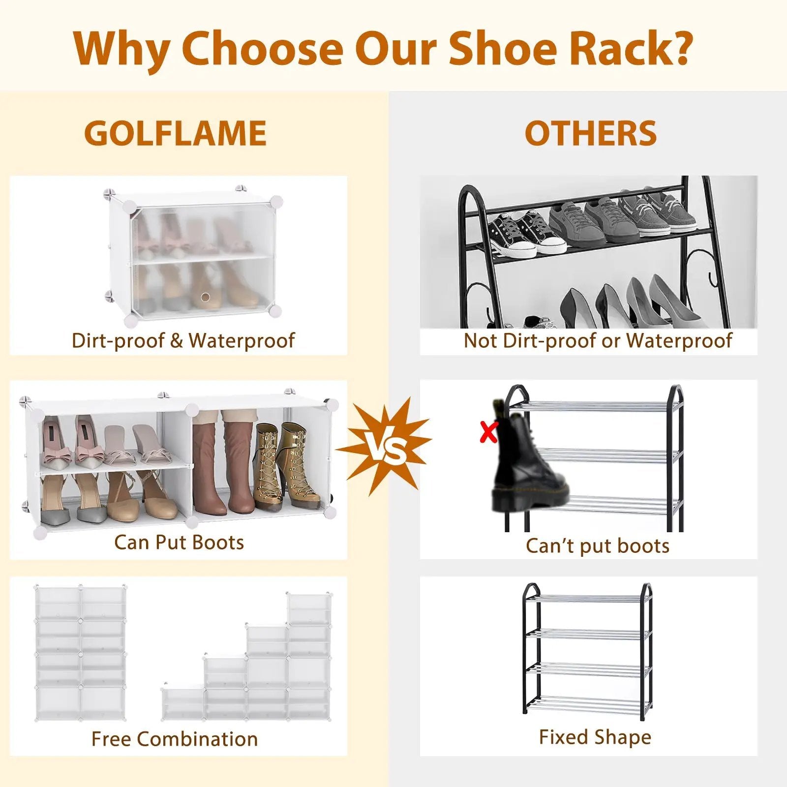 12-Cube 48 Pairs Portable Shoe Shelves with Hook by DirectDeals