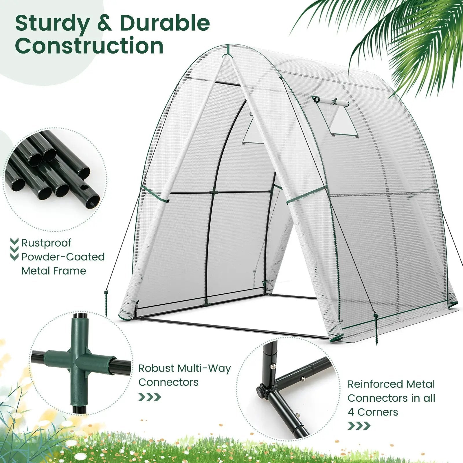 6 x 6 x 6.6 FT Outdoor Wall-in Tunnel Greenhouse by DirectDeals