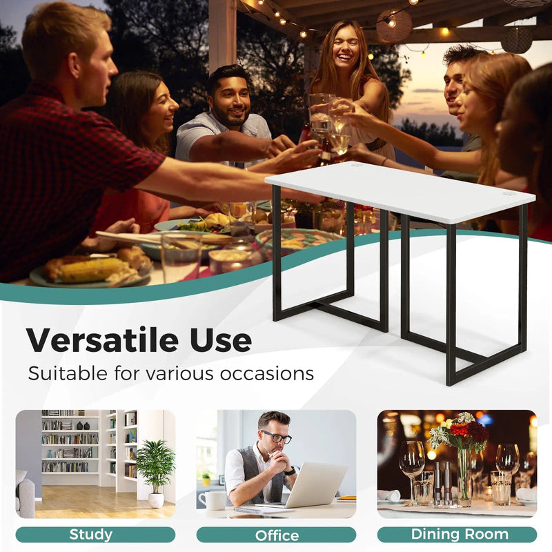Modern Computer Desk 47 Inch Writing Study Table with Metal Frame by DirectDeals
