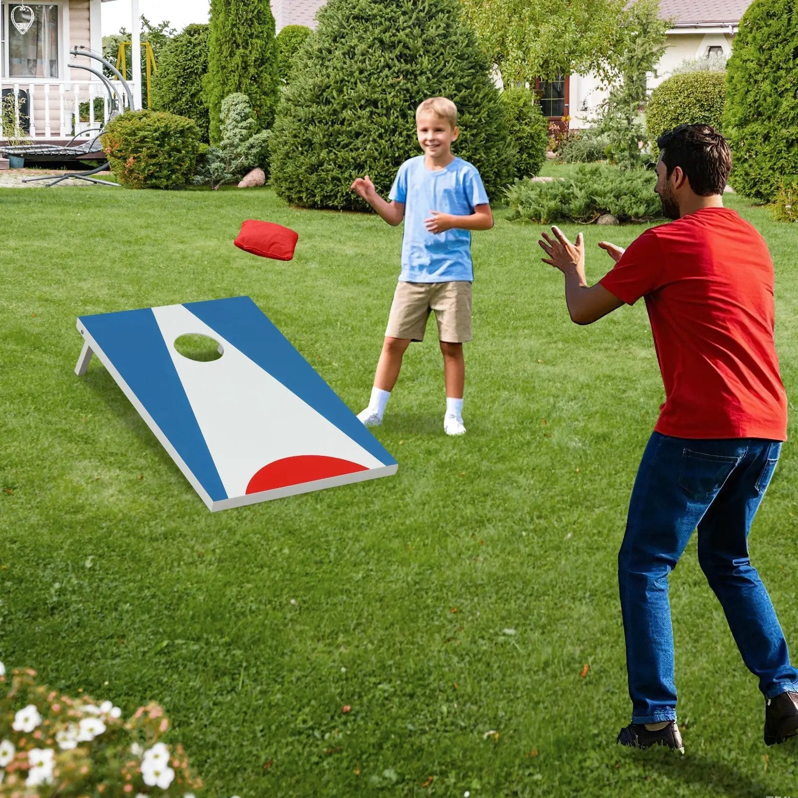 Cornhole Board Set 3x2ft with Bean Bags and Foldable Legs by DirectDeals