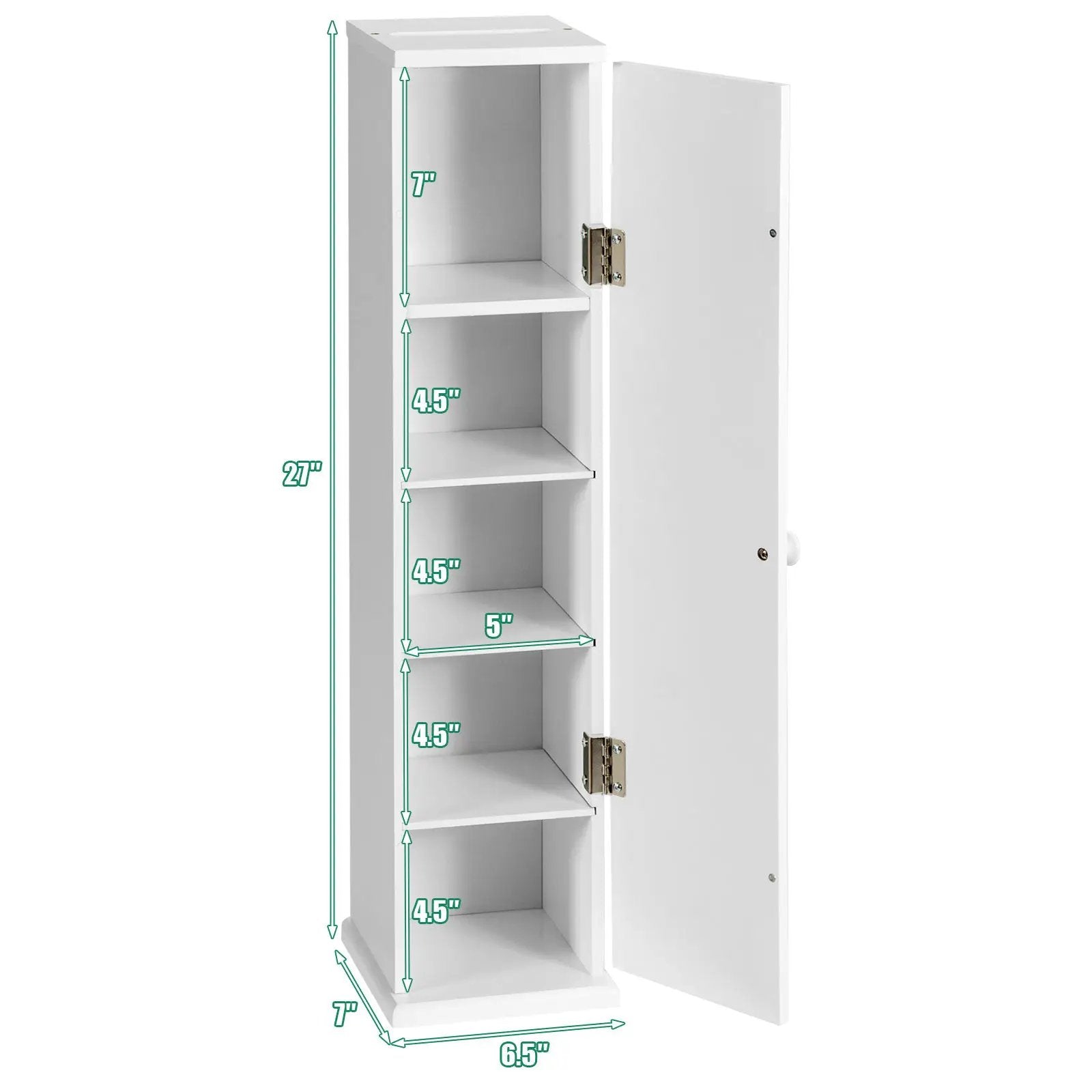 Free Standing Toilet Paper Holder with 4 Shelves and Top Slot for Bathroom-White by DirectDeals