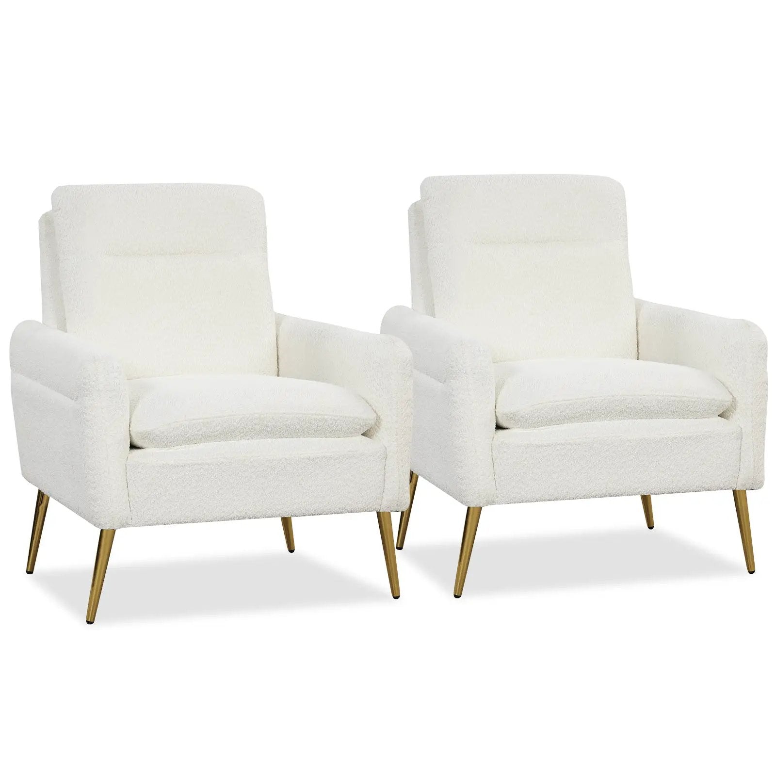 Upholstered Sherpa Modern Accent Armchair for Living Room-White by DirectDeals