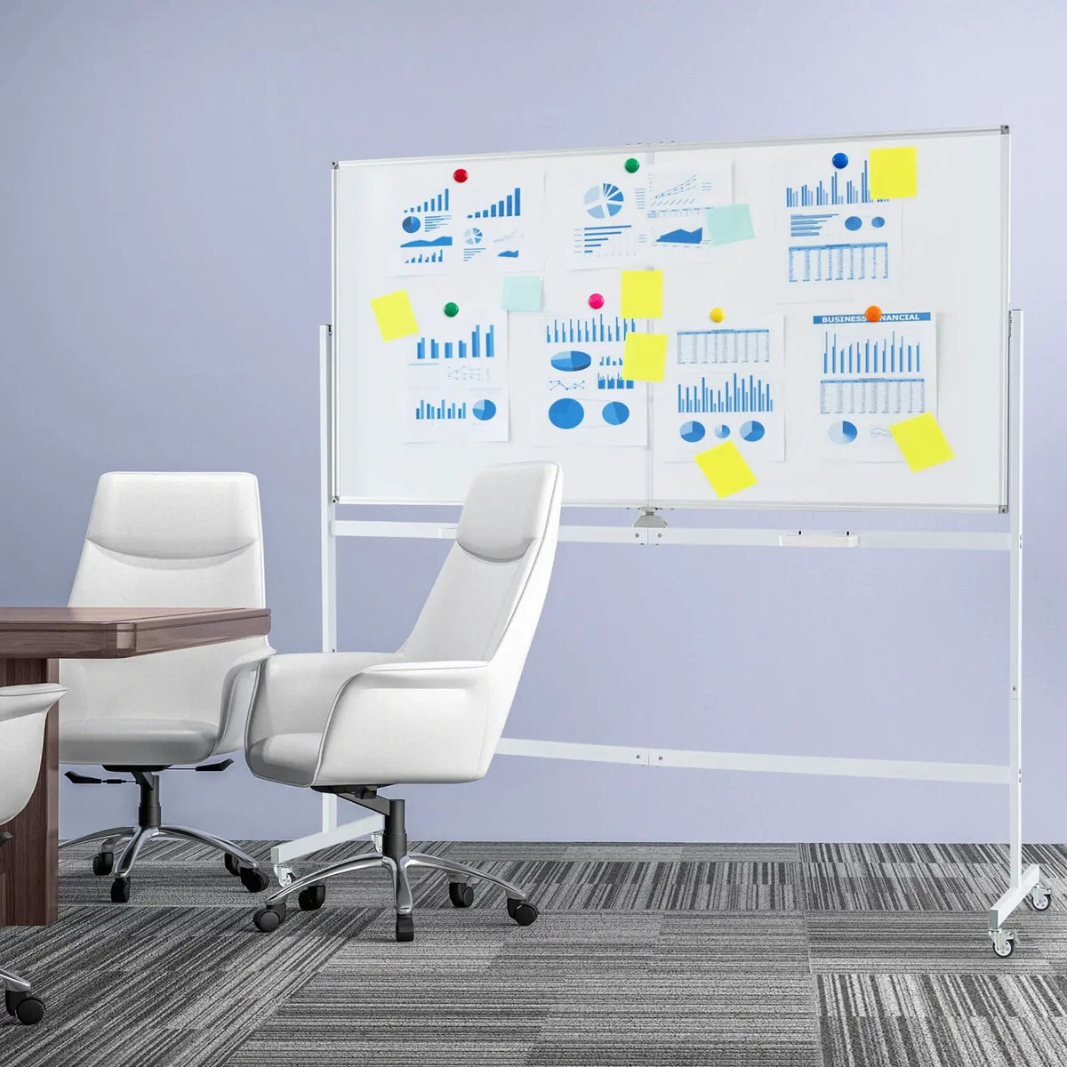 Rolling Double-Sided Magnetic Whiteboard on Wheels with Stand and Aluminum Alloy Frame