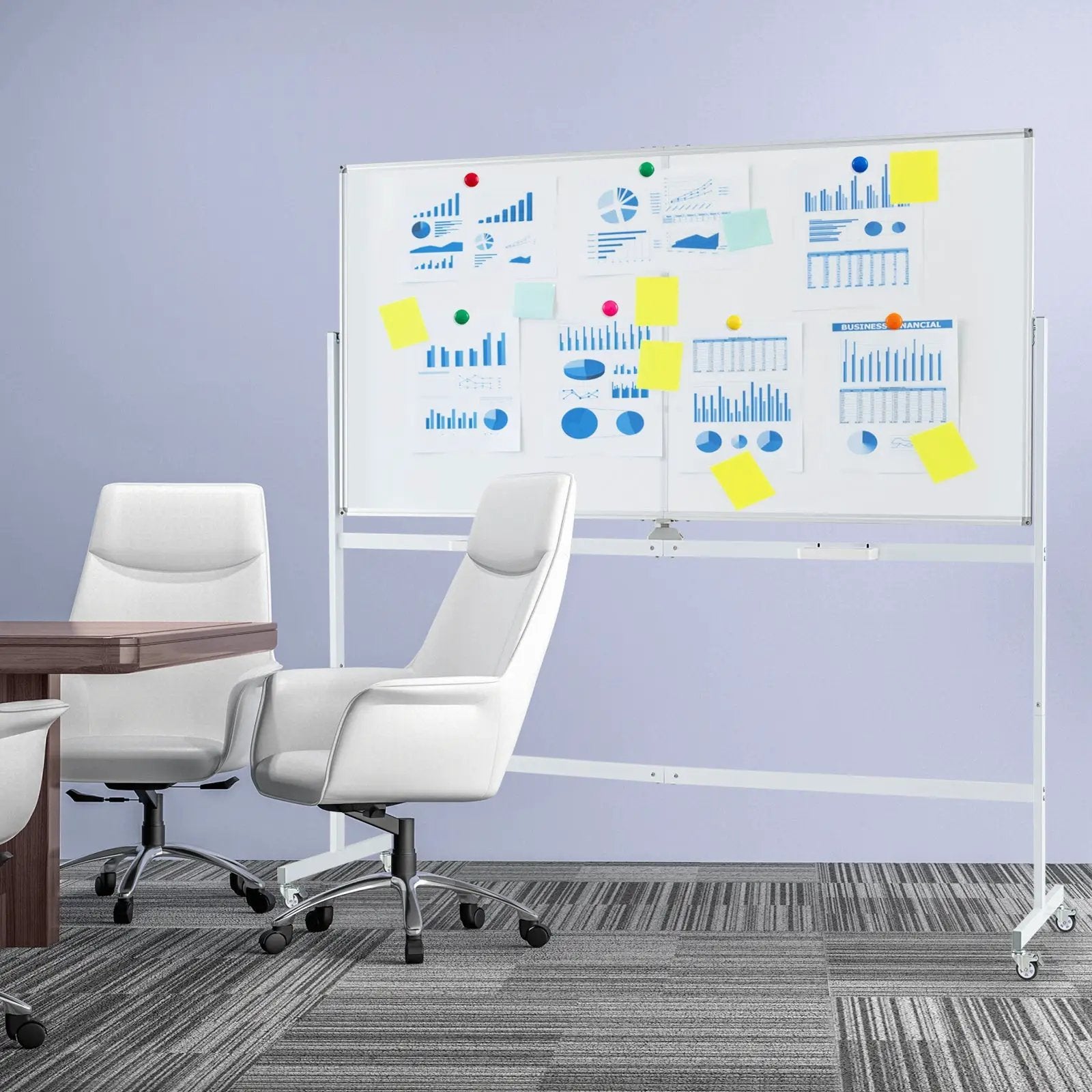 Rolling Double-Sided Magnetic Whiteboard on Wheels with Stand and Aluminum Alloy Frame by DirectDeals