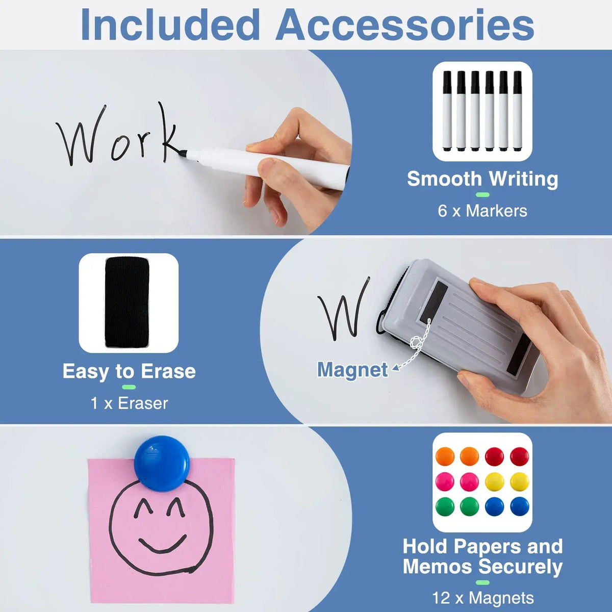 Rolling Double-Sided Magnetic Whiteboard on Wheels with Stand and Aluminum Alloy Frame, photo 8 of 10
