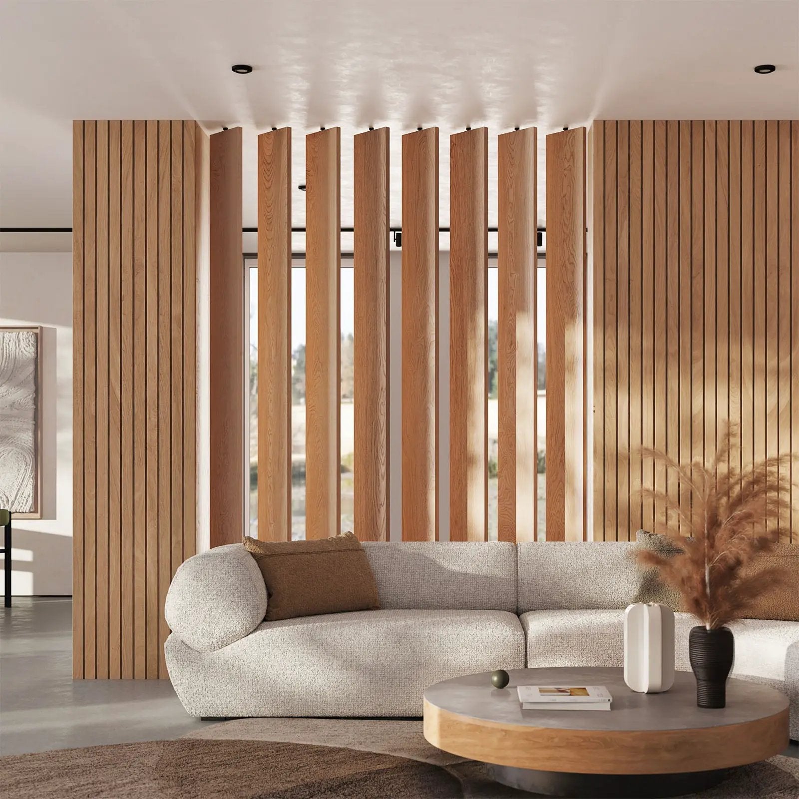 Wide Wood Slat Room Divider by andor willow