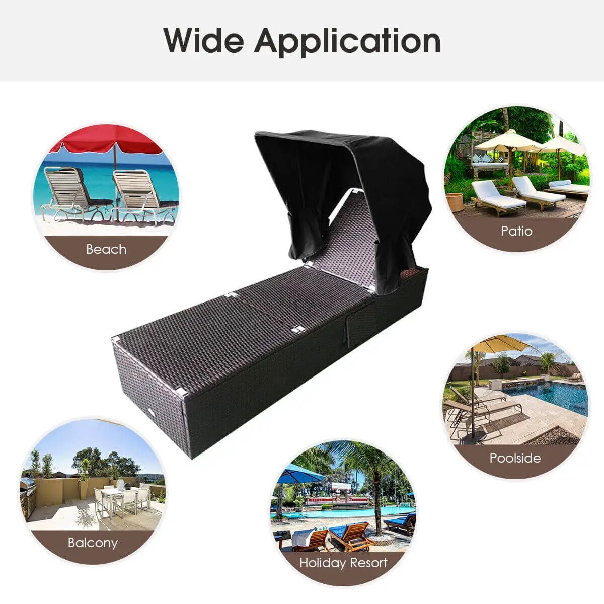 Outdoor Chaise Lounge Chair with Folding Canopy, photo 3 of 10