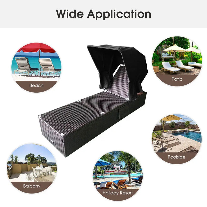 Outdoor Chaise Lounge Chair with Folding Canopy by DirectDeals