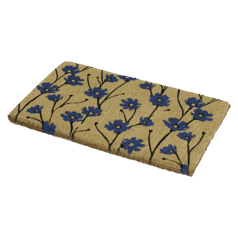 Wild Flowers - Blue Coir Doormat by Fab Habitat