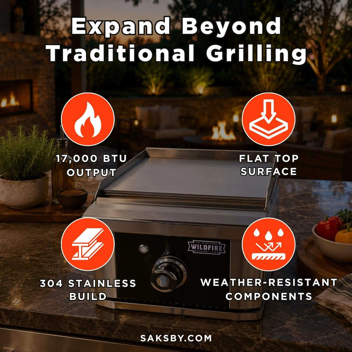 Wildfire Outdoor Living Ranch Pro 15-Inch Stainless Steel Side Griddle [WFSDGRD-BSS/SS] (SAK19684) by SAKSBY WHOLESALE