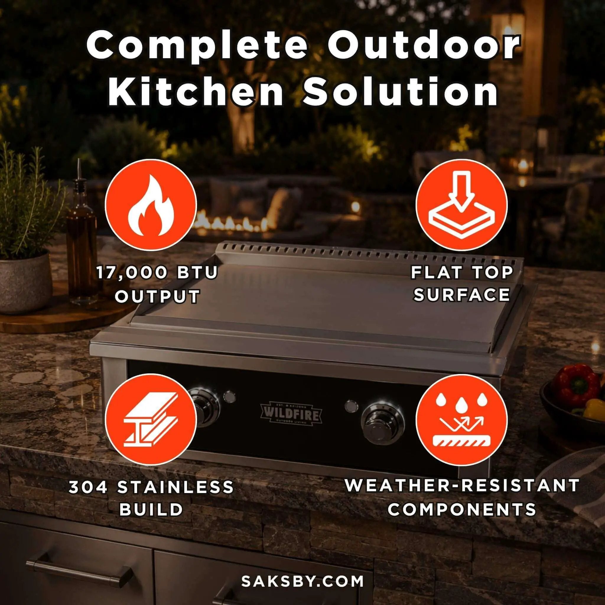 Wildfire Outdoor Living Ranch Pro 30-Inch 304 Stainless Steel Griddle [WF-PRO30GRD-BSS/SS] (SAK18364) by SAKSBY WHOLESALE