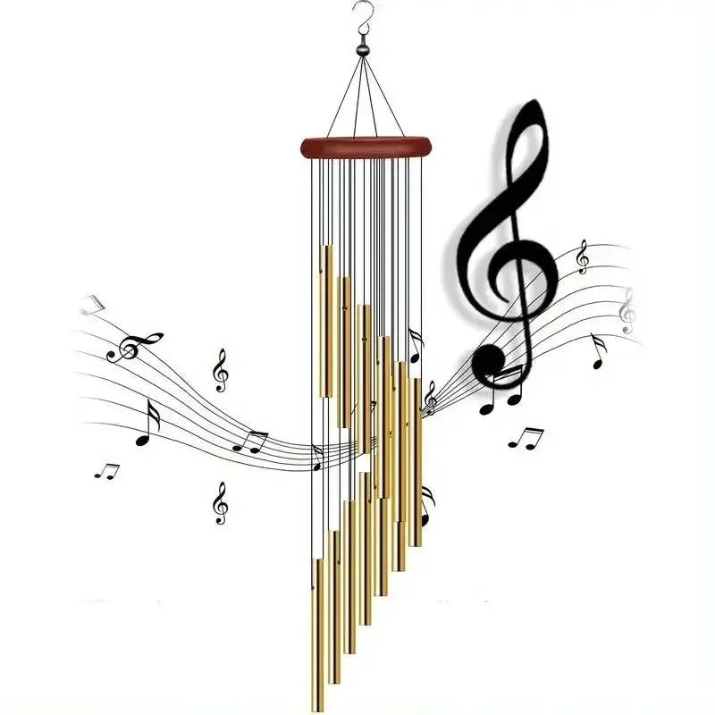 Wind Chimes - Golden Metal Aluminum by House Of Avana