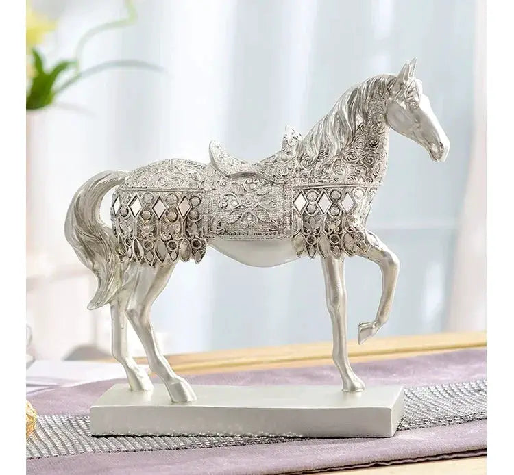 Decorative Horse Wine Bottle Holder Sculpture in Antique Silver by House Of Avana