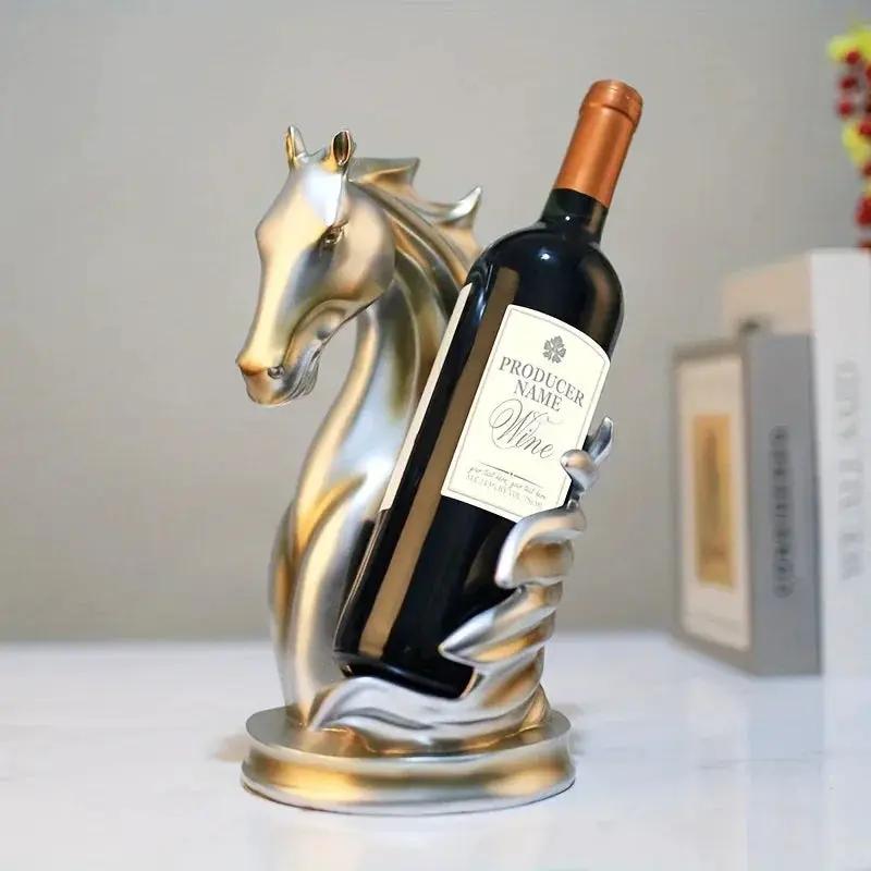 Wine Rack - Modern Horse Head Wooden by House Of Avana