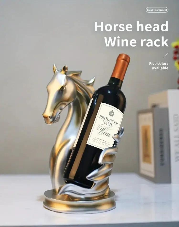 Wine Rack - Modern Horse Head Wooden by House Of Avana